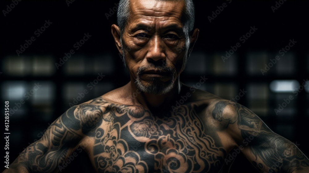 Yakuza tattoos, Japan. Essay on Japanese 400-years old mafia - Yakuza. What is the history of the name yakuza, how tekiya and bakuto, with kabukimono started yakuza, what is its role in modern Japan?
