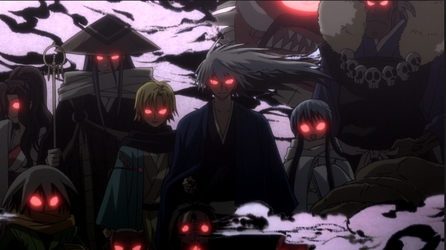 Japanese anime and manga style hyakki yagyo visualization. Essay about Hyakki Yagyo - Japanese mythological event of a Hundred Demons Parade, when youkais, tengu, oni and other demons walk the streets. Japanese mythology in culture, manga and anime.