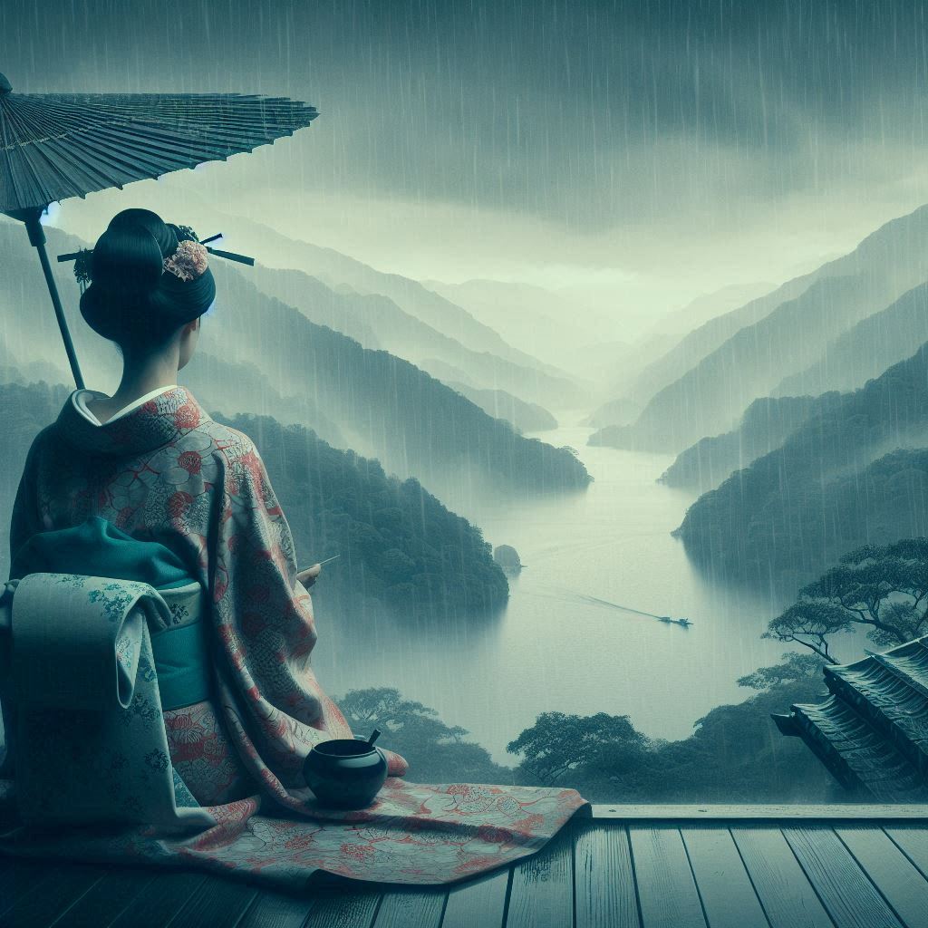 Sei Shonagon from Heian period liked rain. Essay about Sei Shonagon, a Japanese female poet from Heian period, author of the Makura no Soshi - how to learn mono no aware and wabi sabi from her. Japanese literature and history.
