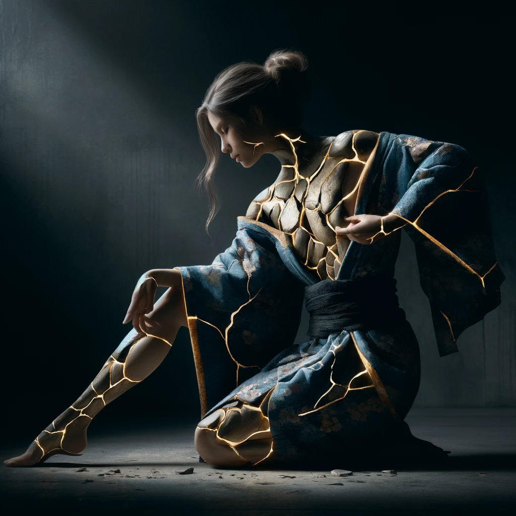 Kintsugi - jak lepczyć pęknięcia złotem w Japonii. Artykuł o filozofii kintsugi - japońska technika sklejania rozbitych naczyń złotem - technika psychoterapii oraz filozofia wabi sabi, Japonia.