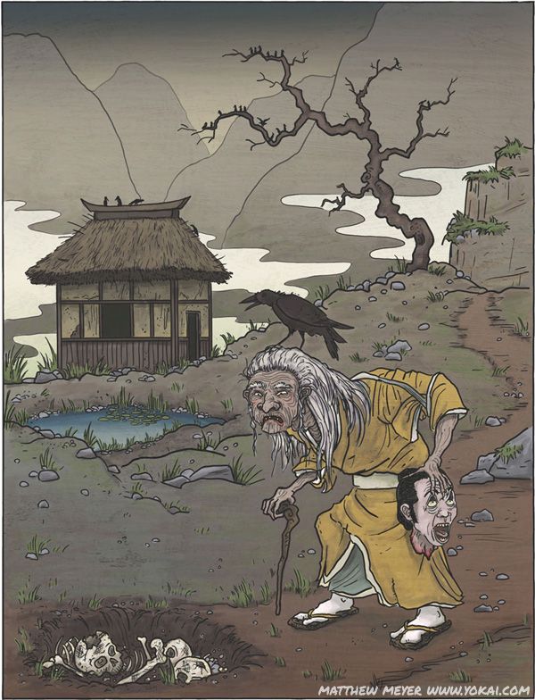 Yamanba - Japanese folklore creatures in Aokigahara, the Forest of Suicides iun Japan. Article about Aokigahara (Jukai) - the Suicide Forest in Japan. Japanese social problems such as high suicide ratio and countermeasures. The Suicide Forest of Aokigahara vs Japanese mythology and youkai demons from shinto beliefs.