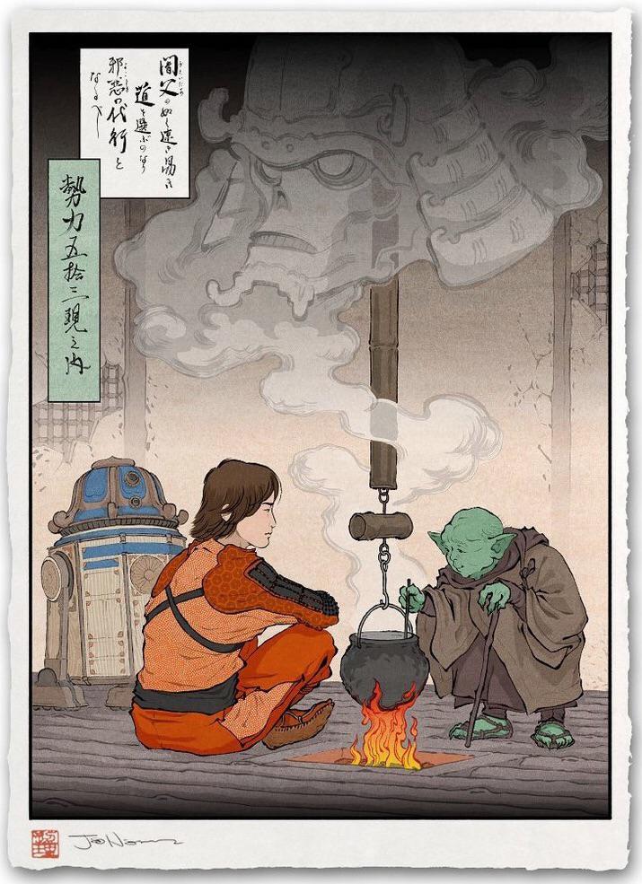 Yoda i Skywalker w japońskim ukiyo-e Artykuł o 10 przysłowiach / idiomach japońskich - mądrość mono no aware, zen i historii w znakach. Japonia w słowach.