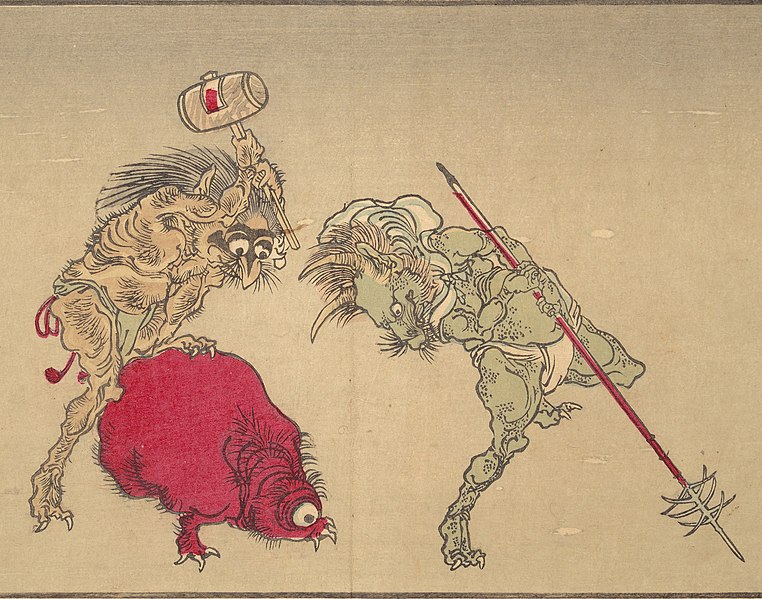 Yokai ubijające buraczanego stwora, średniowieczna Japonia, okres Heian (albo Edo, nie jestem pewien) Artykuł o Yokai w japońskim folklorze, ich rodzaje i występowanie, ioch rola w kulturze, mandze i anime Japonii. Bestiariusz 0 główne yokai, ich opis i występowanie w anime.